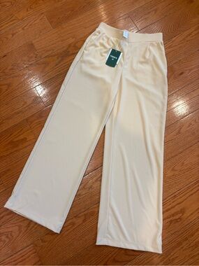 NWT Halara Flex MicroWaffle Wide Leg Cropped Pants Yellow Small Athleisure
